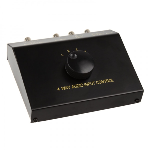 InLine 4-fold Audio Switch - manual, Cinch/3,5mm jack - black 