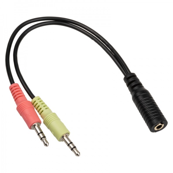 InLine Audio headset adapter cable, 2x 3.5 mm plug to 3.5 mm jack 4-pin CTIA - 0.15 m
