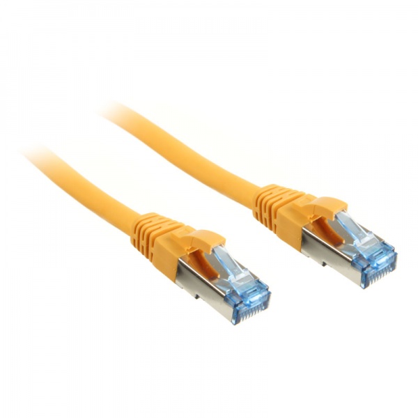 InLine patch cable Cat.6A, S / FTP (PiMf), 500MHz, yellow, 0.5m