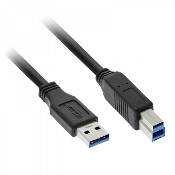 Inline USB 3.0 cable, A to B, black - 2m