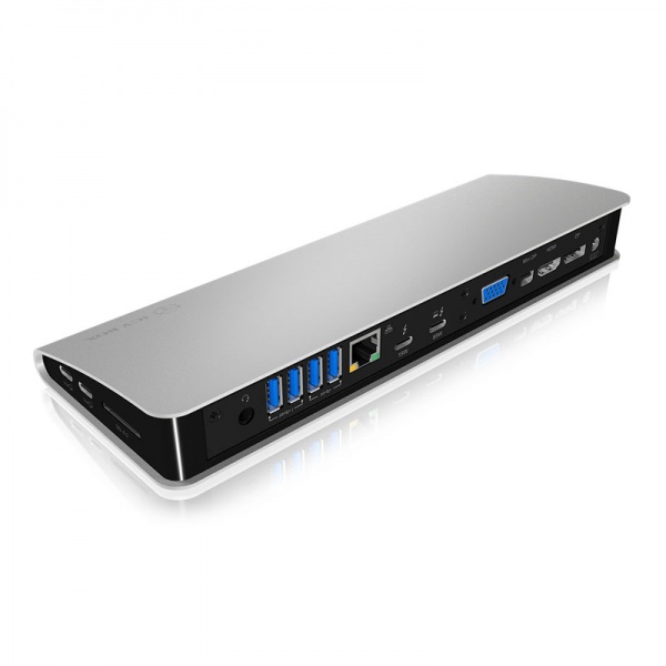 ICY BOX IB-DK2801-TB3 Multi DockingStation, TB 3 Type C, USB 3.1, HDMI, Mini DP - silver