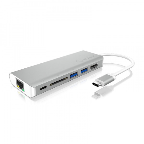 ICY BOX IB-DK4034-CPD Multi DockingStation, USB 3.0 Type C, HDMI, Ethernet - silver