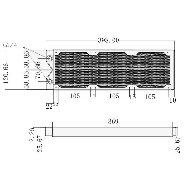 Image of Liquid.cool 360mm (3x120mm) CC-30 Copper Radiator - Black