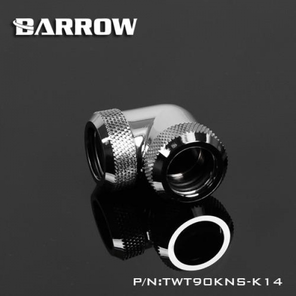 Barrow 14mm OD - Twin Seal Hard Tube 90 Degree Compression Fitting - Shiny Silver