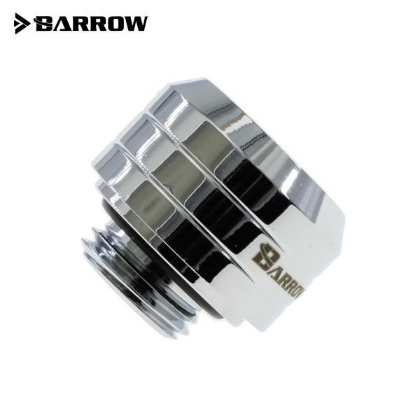 Barrow G1/4 - 14mm OD Twin Seal Hard Tube Compression Fitting (Smooth) - Shiny Silver