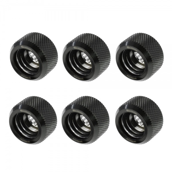 Barrow G1/4 - 14mm OD Twin Seal Hard Tube Compression Fitting - Black (6 Pack)