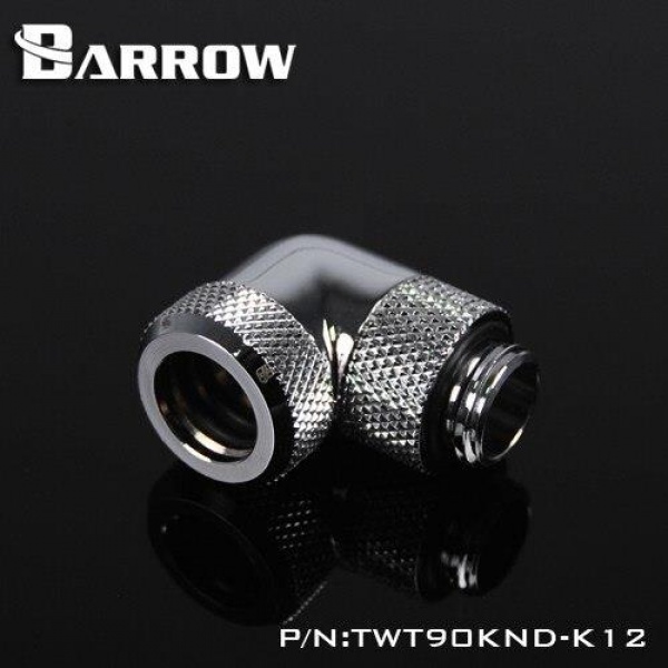 Barrow G1/4 Male Rotary to 90 Degree, 14mm Hard Tube Compression Fitting - Shiny Silver