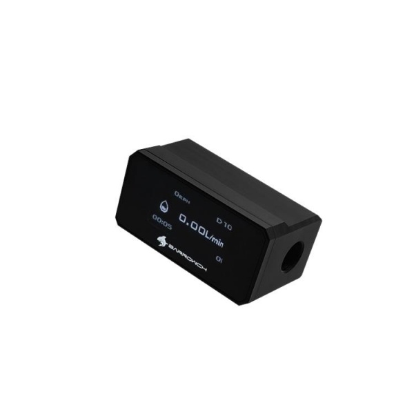 BarrowCH G1/4 Digital 40mm OLED Display Flow Meter with RPM Rotor - Black