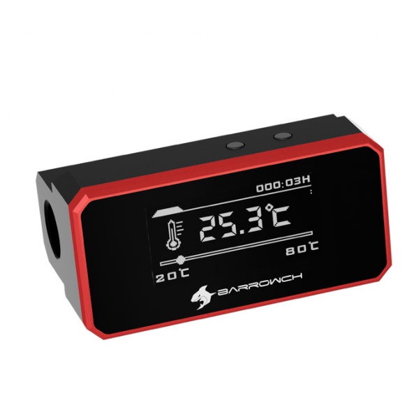 BarrowCH G1/4 Multimode OLED Display Heat Sensor Alarm with Intelligent Shutdown - Red