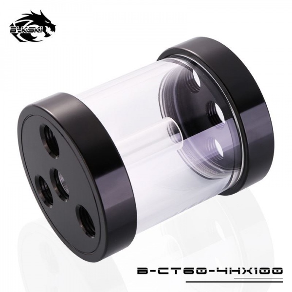 Bykski B-CT60-4H 60x100mm Acrylic Tube Reservoir - Black