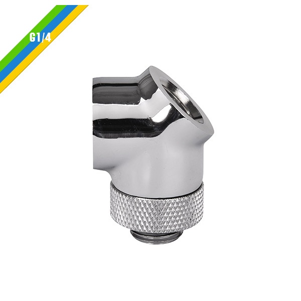 Thermaltake Pacific G1/4, 45 Degree Adapter Fitting - Chrome