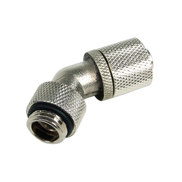 10/8mm (8x1mm) Compression Fitting G1/4 45- Rotary - Knurled Silver