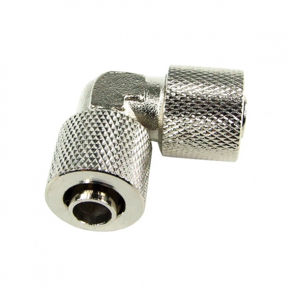10/8mm L Hose Connector - Knurled - Silver Nickel