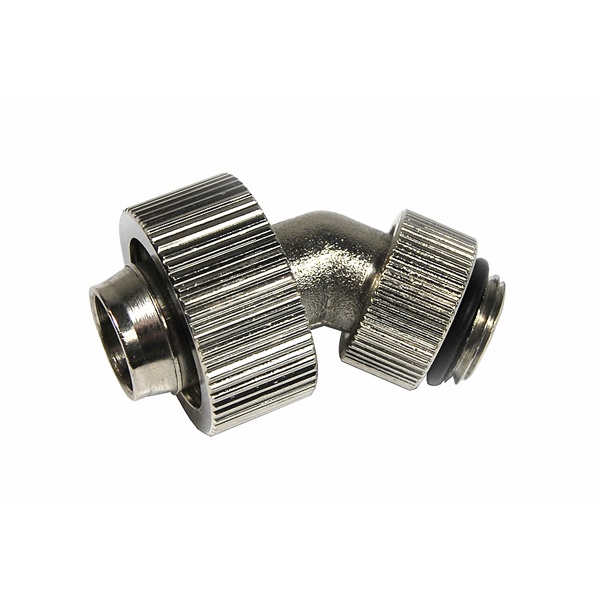 19/13mm compression fitting 45- revolvable G1/4 - knurled - silver nickel