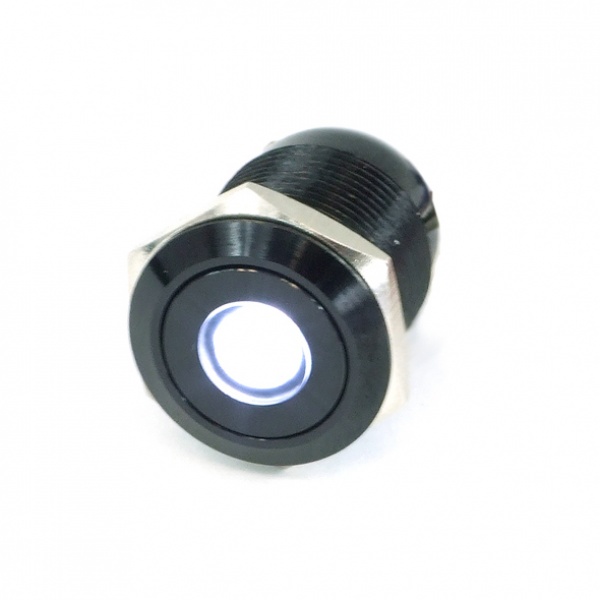 Phobya push-button vandalism-proof / bell push 19mm Aluminum black, white dot lighting 6pin