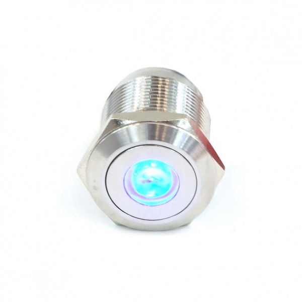 Phobya push-button vandalism-proof / bell push 19mm stainless steel, blue spot lighting 6pin