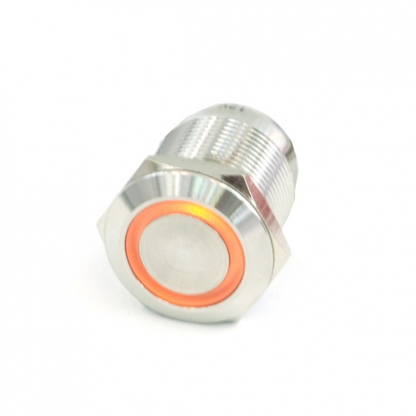 Push-Button 19mm Stainless Steel, Orange Ring Lighting 6pin