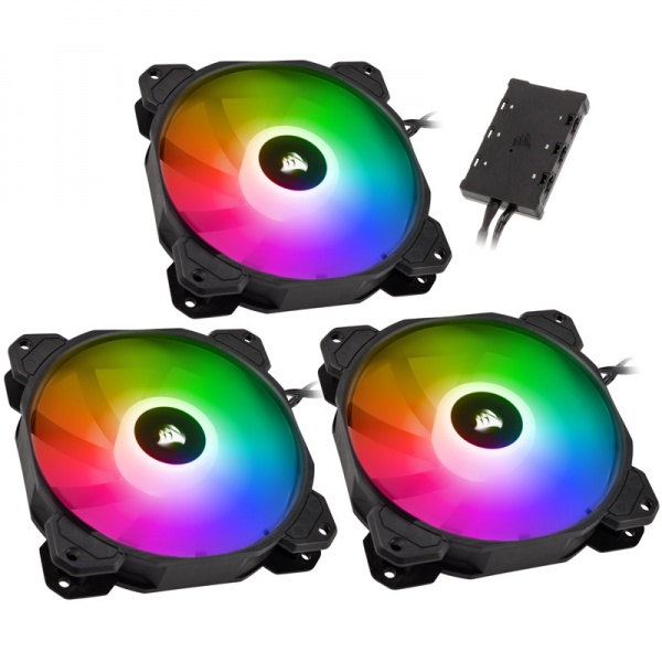 Corsair iCUE SP120 Elite RGB PWM fan 3-pack incl.RGB controller - 120mm, black