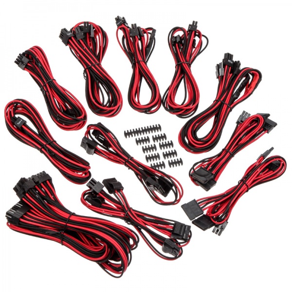 Corsair Premium Pro Sleeved Cable Set - red / black