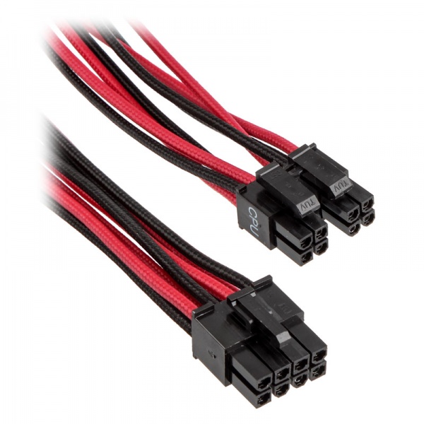 Corsair Premium Sleeved EPS12V ATX12V cable, double pack - red / black