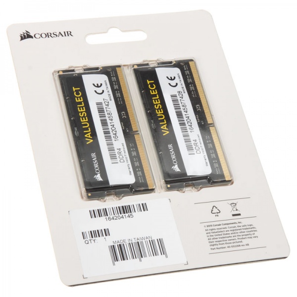 Corsair ValueSelect, black, SO-DIMM DDR4-2133, CL 15 - 32 GB Kit