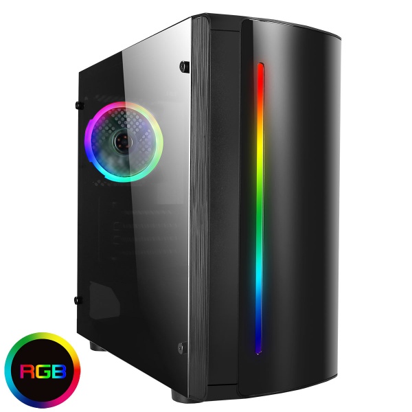 CiT Beam MATX Gaming Case Rainbow RGB Strip 1 x Rainbow RGB fan Acrylic Side