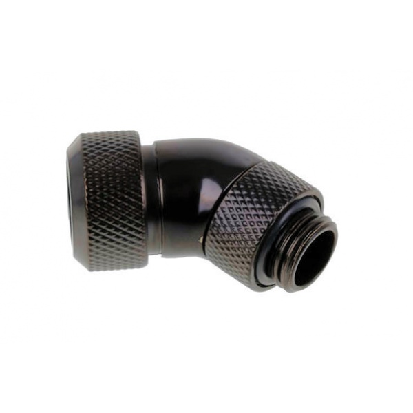 Alphacool Eiszapfen 13mm HardTube Compression Fitting 45degree Rotary G1/4 for rigid tubes - knurled - Deep Black