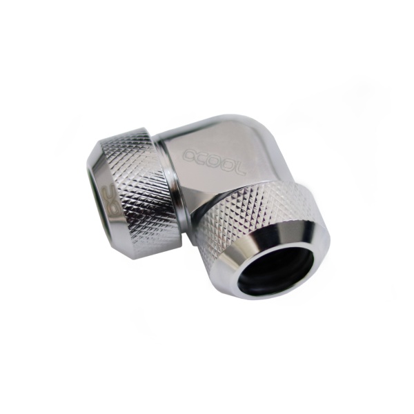 Alphacool Eiszapfen 13mm HardTube compression fitting 90- L-connector for Acryl- brass tubes (rigid or hard tubes) - knurled - chrome