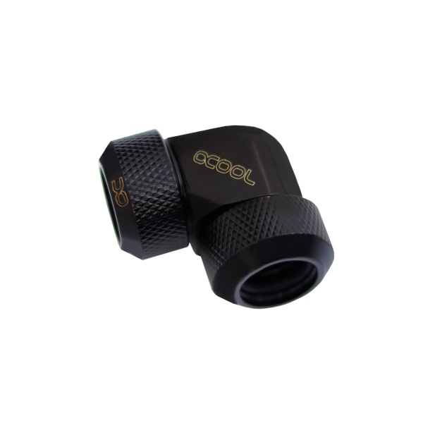 Alphacool Eiszapfen 13mm HardTube compression fitting 90, L-connector for rigid or hard tubes, knurled - deep black