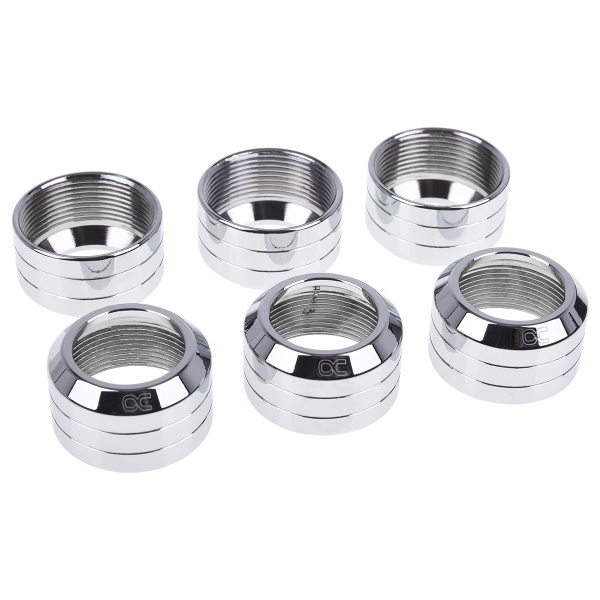 Alphacool Eiszapfen 13mm HardTube Compression Ring 6 Pack - Silver Polished