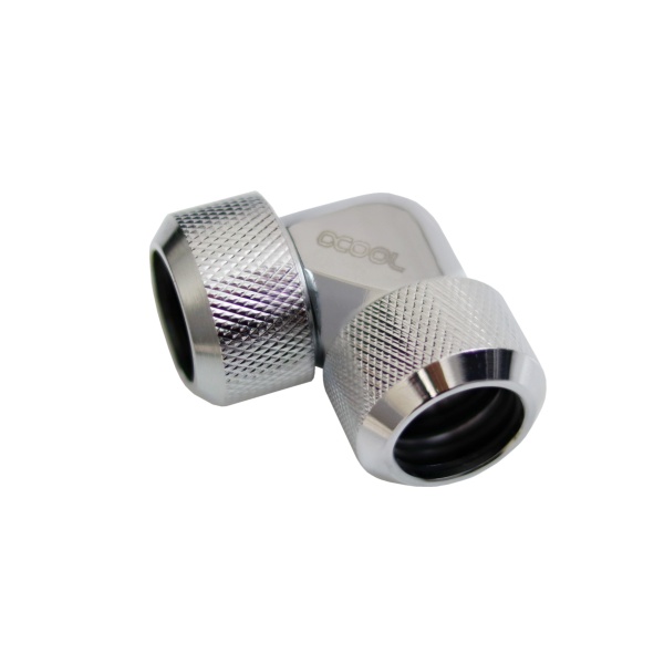 Alphacool Eiszapfen 16mm HardTube compression fitting 90- L-connector for Acryl- brass tubes (rigid or hard tubes) - knurled - chrome