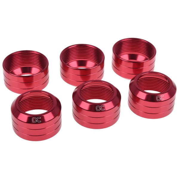 Alphacool Eiszapfen 16mm HardTube Compression Ring 6 Pack - Red