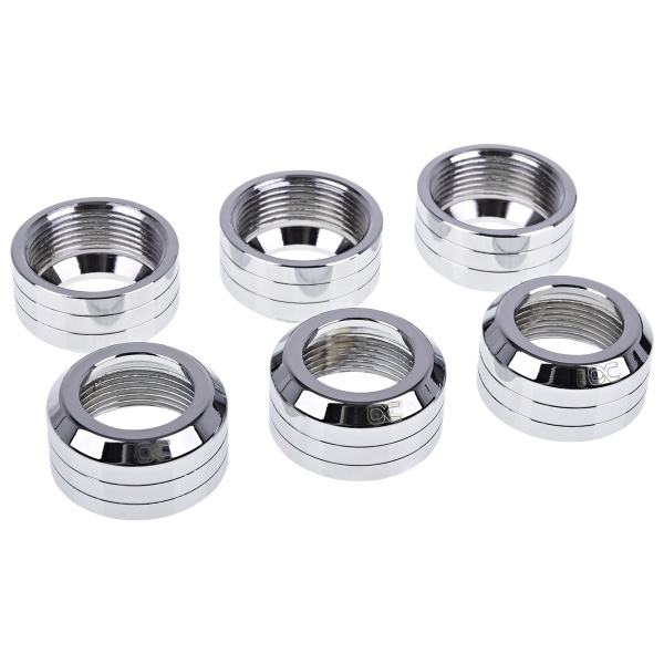 Alphacool Eiszapfen 16mm HardTube Compression Ring 6 Pack - Silver Polished