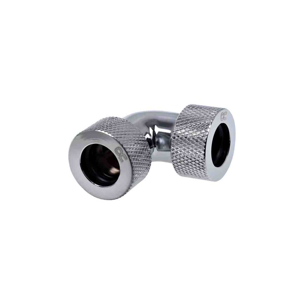 Alphacool HT 13mm HardTube Compression Fitting 90degree L-connector for rigid tubes - knurled - Chrome