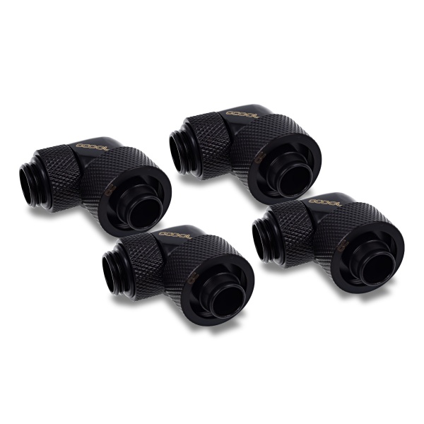 Alphacool Icicle 16/10mm compression fitting 90° rotatable G1/4 - 4pcs Set Deep Black