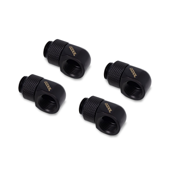 Alphacool Icicle L-connector rotatable G1/4 AG to G1/4 IG - 4pcs Set Deep Black