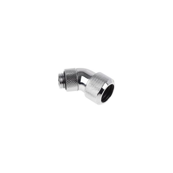 Alphacool Eiszapfen 16mm HardTube Compression Fitting 45degree Rotary G1/4 for rigid tubes - knurled - Chrome