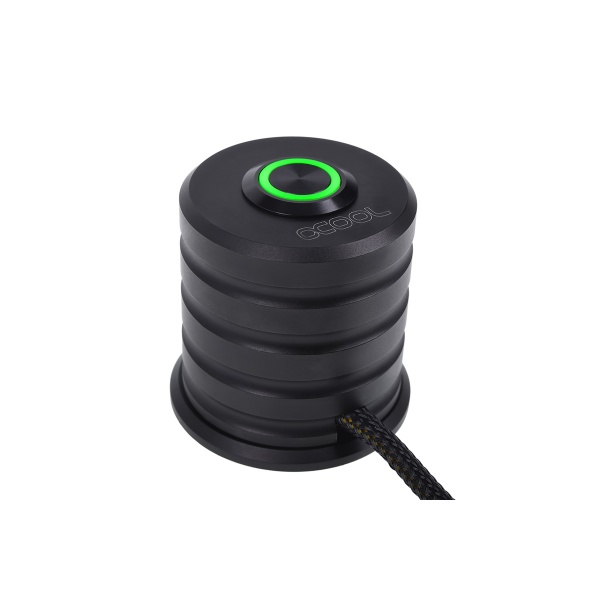 Alphacool Powerbutton with push-button 19mm green lighting - deep black