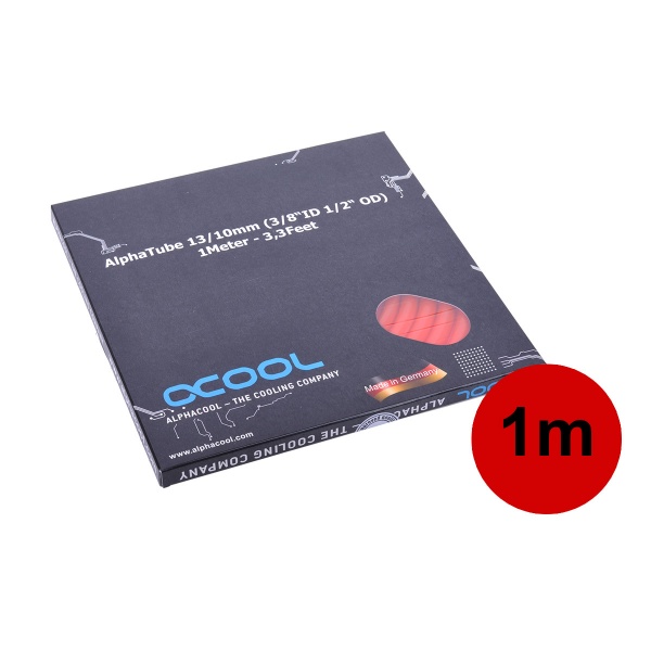 Alphacool tubing AlphaTube HF 13/10 (3/8inchID) - UV Red 1m (3,3ft) Retail Box