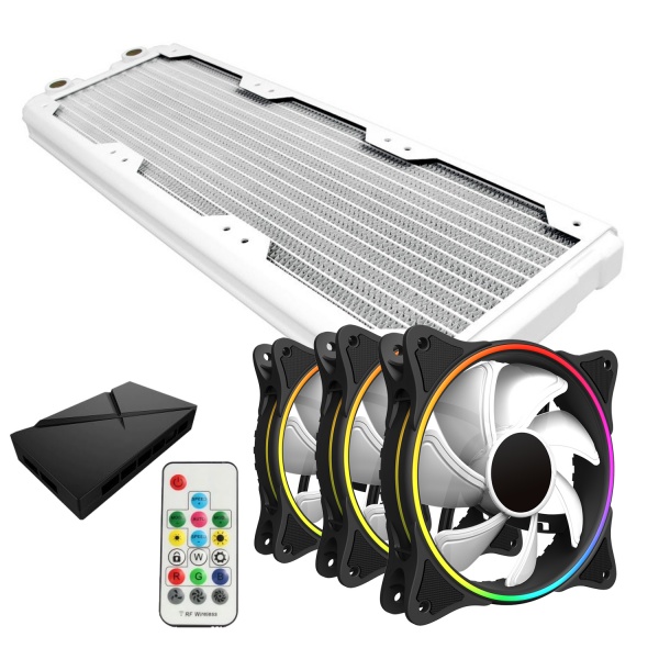 WCUK Spec HWL Black Ice Nemesis GTS360 White Radiator and Game Max Fans With Controller Value Kit