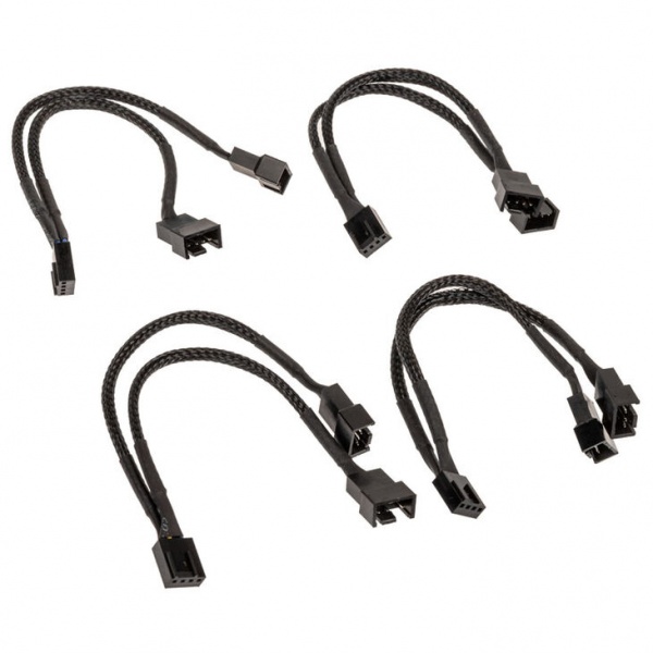Akasa PWM fan splitter, pack of 4 - black