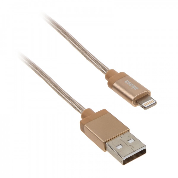 Akasa USB charging cable Lightning, gold - 100cm