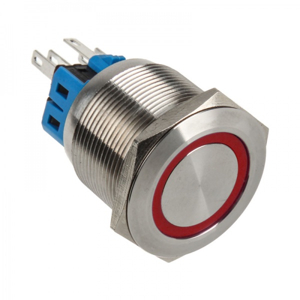 DimasTech vandalism switches / buttons 25mm - Silver Line - red