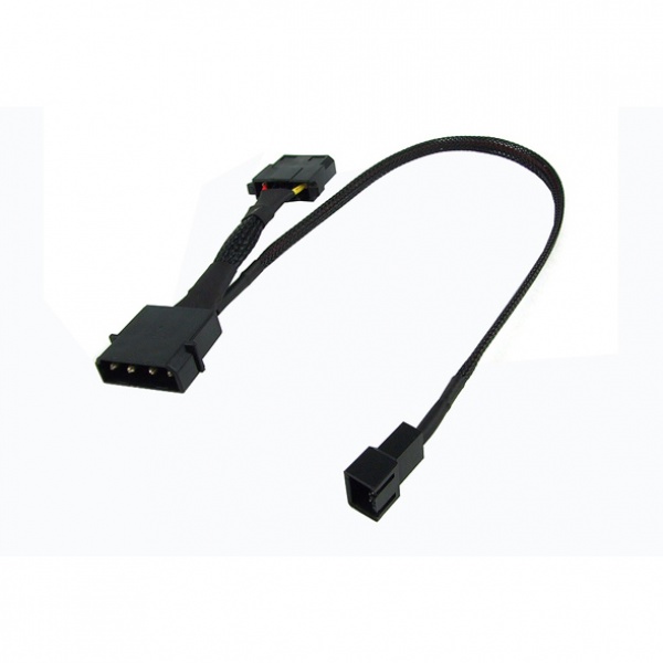 Phobya 4Pin Adapter (12V) - 3 pin Molex (7V) 30cm - black