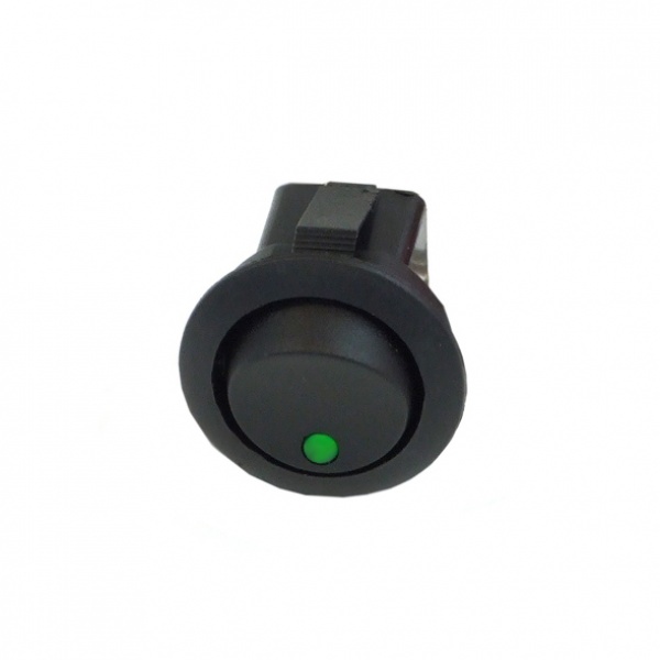 Phobya Round toggle switch - LED green - unipolar ON/OFF black (3-Pin)