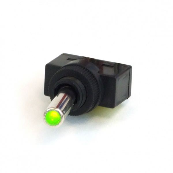 Phobya toggle switch - LED green - unipolar ON/OFF black (3pin) 	