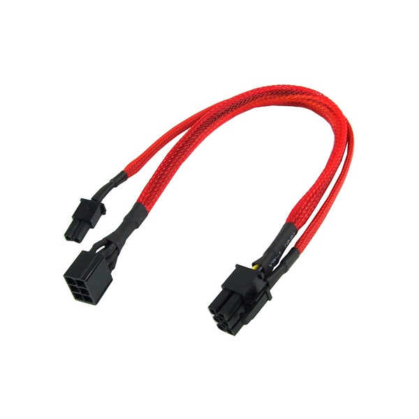 Phobya PCI-E adapter 6pin to 8pin PCI-E (or 6pin + 2) 30cm - UV red