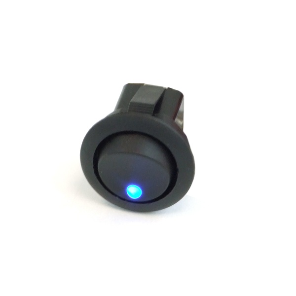Phobya roand toggle switch - LED blue - unipolar ON/OFF black (3-Pin)