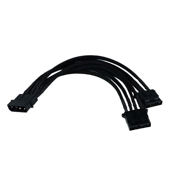 Phobya Y-Cable 4Pin to 2x 4Pin Single Sleeved 20cm - Black