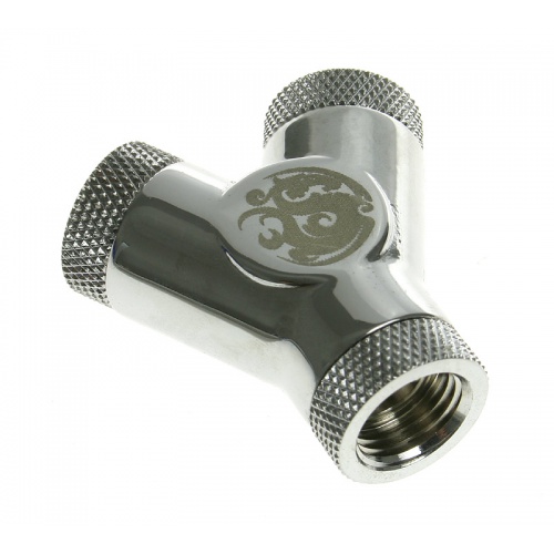 Bitspower Y-Adapter 3x Female 1/4 inch - Rotating, Shiny Silver
